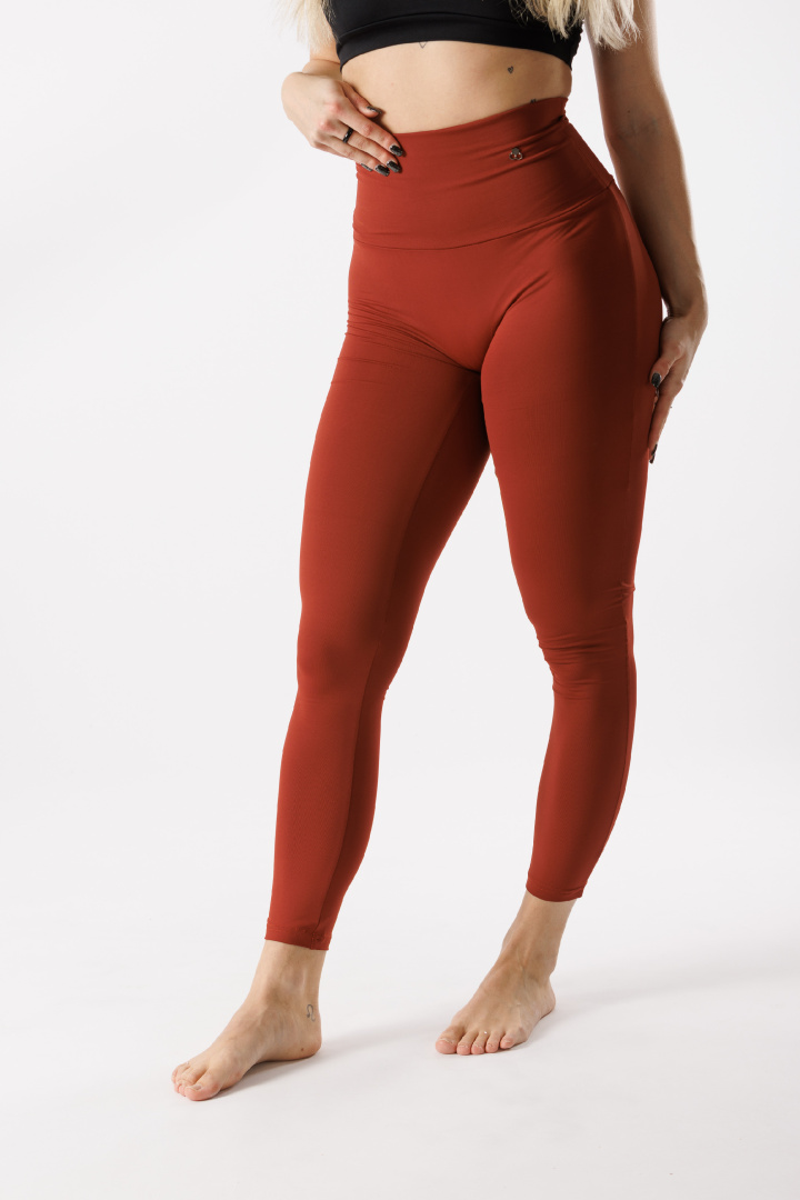 GoldBee Legíny Stahující Pas Lycra Brick Red (Barva Brick Red, Velikost 3XL)