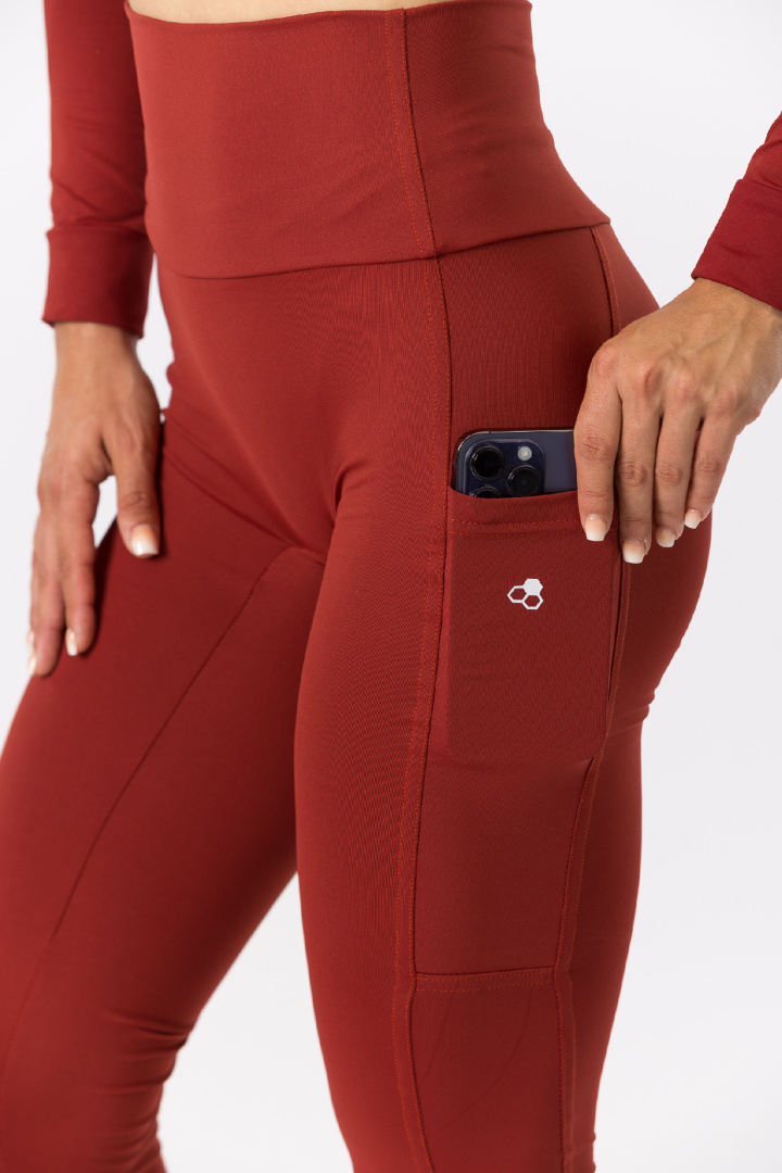 GoldBee Legíny S Kapsou Lycra Brick Red (Barva Brick Red, Velikost 5XL)